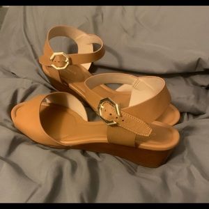 Cole Haan Evette Grand Wedge Sandal Pecan Leather W SZ 10 B